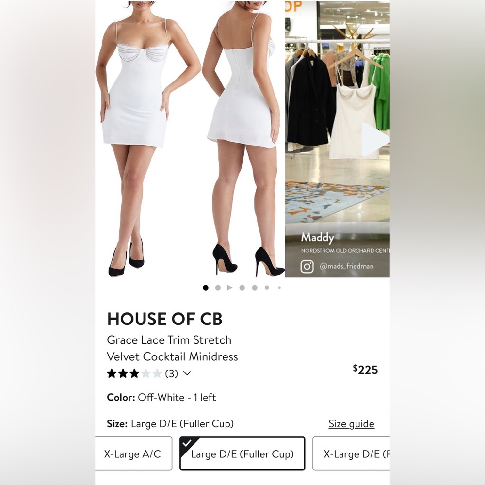 House of CB Grace Lace Trim Stretch Velvet Cocktail Mini Dress